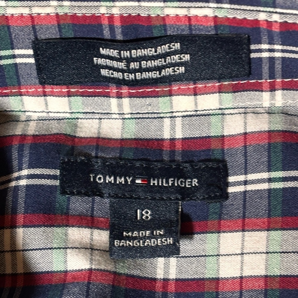 Tommy Hilfiger Multicolor Plaid Button-Down Shirt Boys size 18 Preowned - Picture 5 of 9